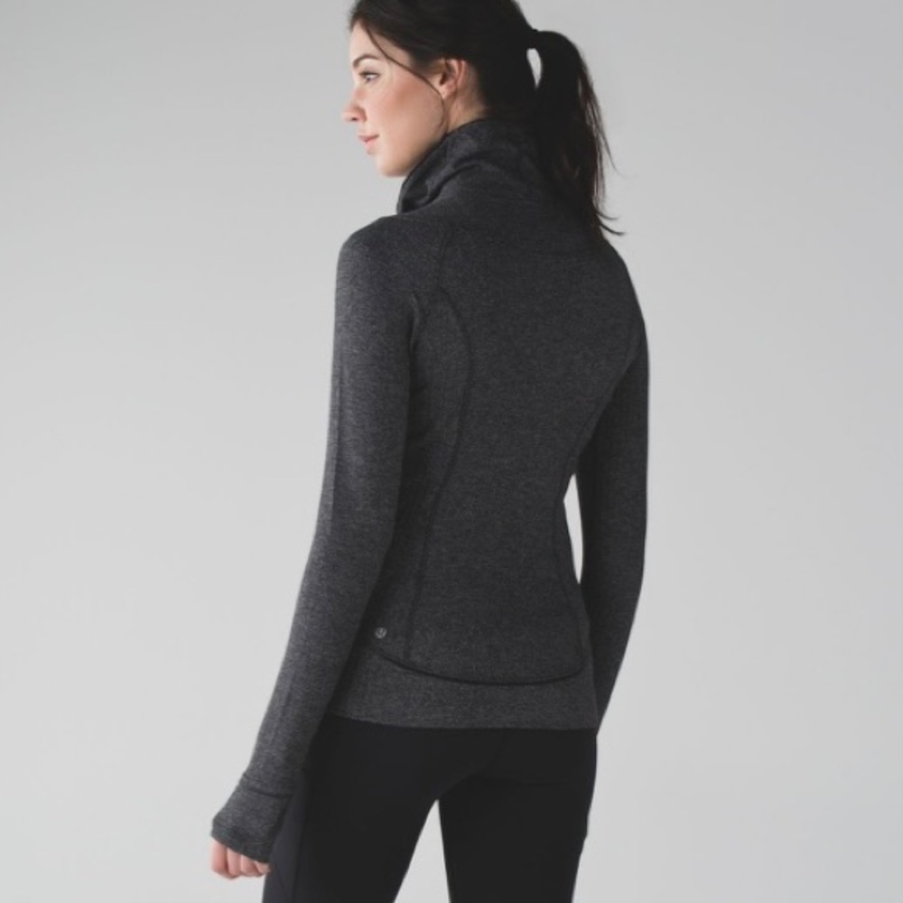 Lululemon Think Fast Pullover Heathered Herringbone Heathered Black Rulu Size 4 - Picture 8 of 13
